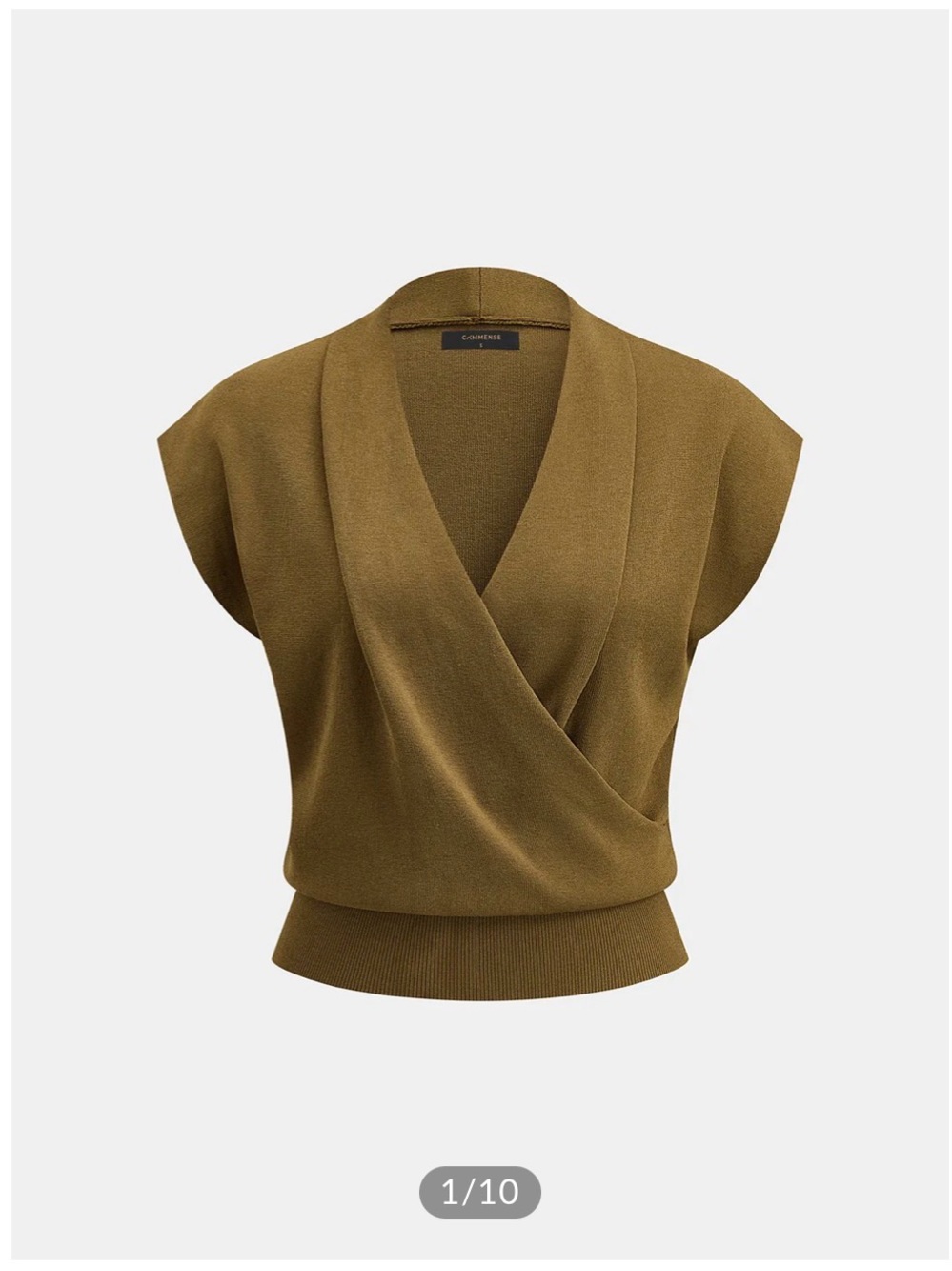 NWT Commense Olive Draped V-Neck Knit Top Size S